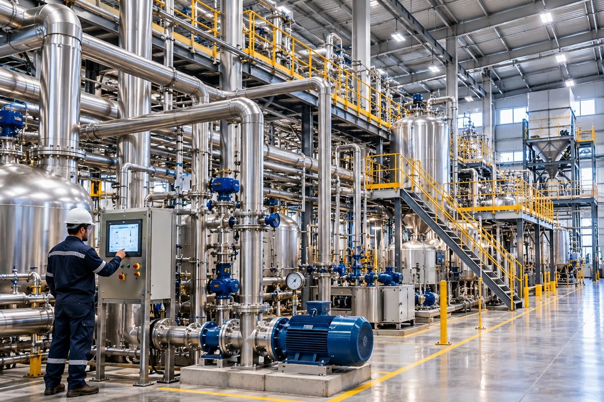 Tuberías y equipos en una planta industrial